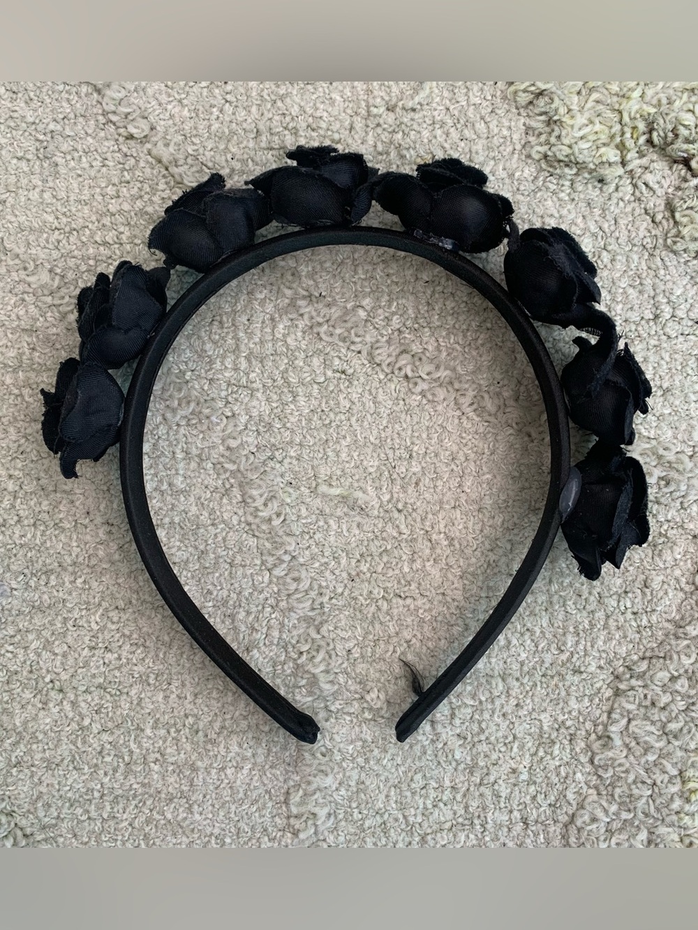 Gothic Black Fabric Rose Flower Crown Headband